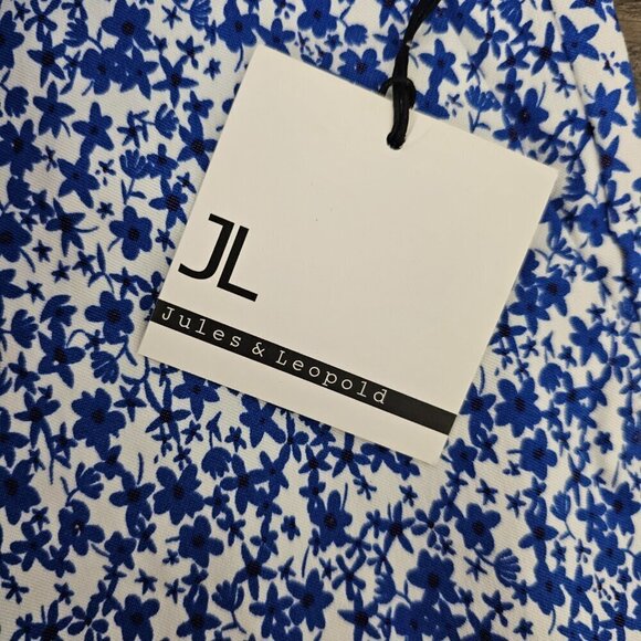 Jules & Leopold Floral Cropped High Waist Blue And White Pull On Capri Pants - Picture 4 of 8